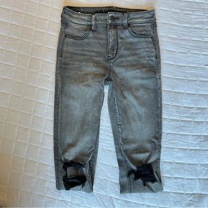American Eagle Womens Hi Rise Jegging Jeans 4 Long Gray Distressed Denim